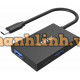 Hub Chia 2 Trong 1 Type-C -> USB3.0 + Type-C UNITEK H1302A