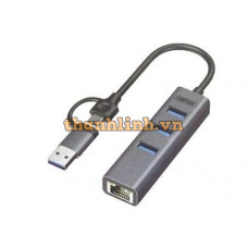Hub Chia USB/Type-C -> 3 Cổng USB 3.0 Và 1 Cổng Lan Gigabit Ethernet 1000 UNITEK H1907C