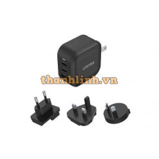 Dock Sạc GaN 3 Cổng USB + PD + QC 3.0 66W UNITEK P1108ABK
