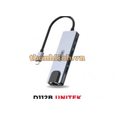Bộ Chuyển Đổi 6 Cổng Type-C -> USB3.0 + HDMI 4K@30Hz + LAN + PD 100W UNITEK Type-C D112B
