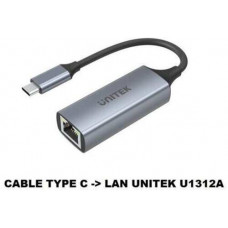 Cáp chuyển USB Type-C ra LAN - USB-C to Gigabit Ethernet 5Gbps Aluminium Adapter Unitek U1312A