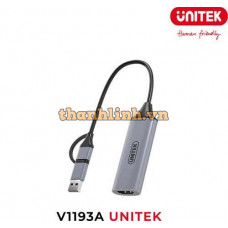 Cáp Chuyển Đổi USB-A/Type-C -> HDMI 4K@30Hz UNITEK V1193A