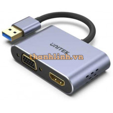 Cáp chuyển đổi cổng USB 3.0 ra cổng HDMI VÀ cổng VGA Unitek V1304A