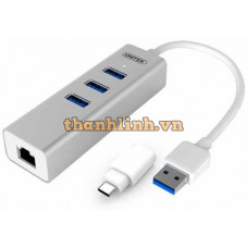 Hub USB 3.0 + Lan + Đầu Đổi Type-C UNITEK Y-3083B