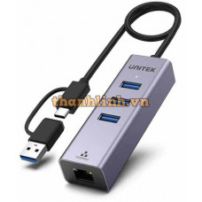 Hub Chia USB/Type-C -> USB3.0 + Ethernet UNITEK Y-3088B