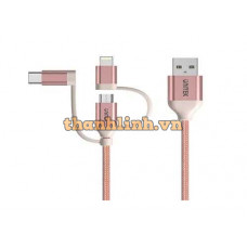 Cáp USB -> Micro + Lightning 1m UNITEK Y-C4036ARG