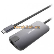 Bộ chia/ Hub Type-C -> HDMI +VGA+LAN Unitek Y-DK 09016 GY