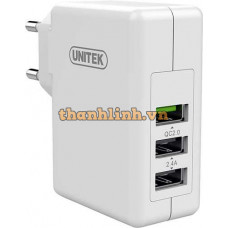 Sạc USB 2.4A + USB QC 2.0 24W UNITEK Y-P537A