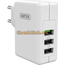 Sạc USB 2.4A + USB QC 2.0 24W UNITEK Y-P537A