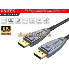 Cáp Displayport to Displayport 1.4 sợi quang Optical Fiber dài 15M 8K@60Hz Unitek C1617GY
