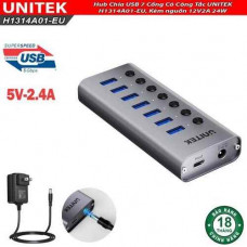 Hub Chia USB 7 Cổng Có Công Tắc UNITEK H1314A01-EU, Kèm nguồn 12V2A 24W