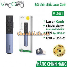 Bút Trình Chiếu Không Dây VegGieg V-LP001 – Laser Xanh có thể chiếu lên Màn Hình LED, Pin Sạc cổng USB-C