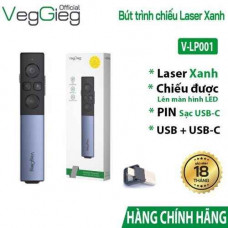 Bút Trình Chiếu Không Dây VegGieg V-LP001 – Laser Xanh có thể chiếu lên Màn Hình LED, Pin Sạc cổng USB-C