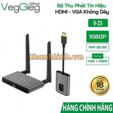 Bộ Thu Phát Tín Hiệu HDMI-VGA Không Dây VegGieg V-Z5, Tần số kép 2.4GHz & 5GHz, FullHD 1080P@60HZ, Miracast, AirPlay, DLNA