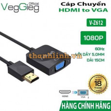 Cáp chuyển đổi HDMI sang VGA VegGieg V-Z612, hỗ trợ FullHD 1080P@60Hz