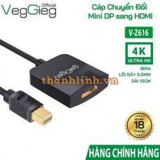 Cáp Chuyển đổi Mini DisplayPort sang HDMI VegGieg V-Z616, Hỗ trợ 4K@60Hz