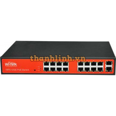 Bộ chia mạng Wi-Tek WI-PS118G-24V 10/100Mbps Switch PoE Passive ( 250W, 16 PoE + 2 GE )
