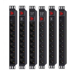 Thanh phân phối nguồn Winet Rack Rack Power Strip (12) Universal Outlets, 15A, 220V, MCB, 3 Pin Plug WNP112-MCB15