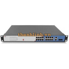 Thiết bị chuyển mạch PoE Công Nghiệp 16×1000Base-T POE port+uplink 2×1000Base-X SFP slot+2 ×1000Base-T RJ45 port,single power, AC220V Wintop YT-CM2320-2GF18GT-16POE