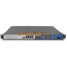 Thiết bị chuyển mạch PoE Công Nghiệp 24×1000Base-T POE port+uplink 2×1000Base-X SFP slot+2 ×1000Base-T RJ45 port,single power, AC220V Wintop YT-CM6328-2GF26GT-24POE